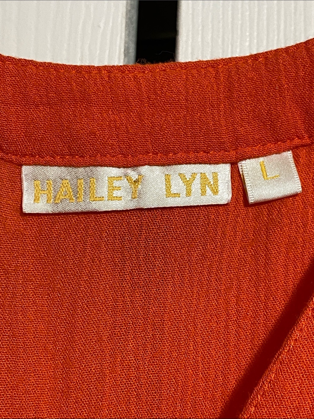 Hailey Lynn orange gauze top shirt blouse size LARGE - Picture 7 of 8